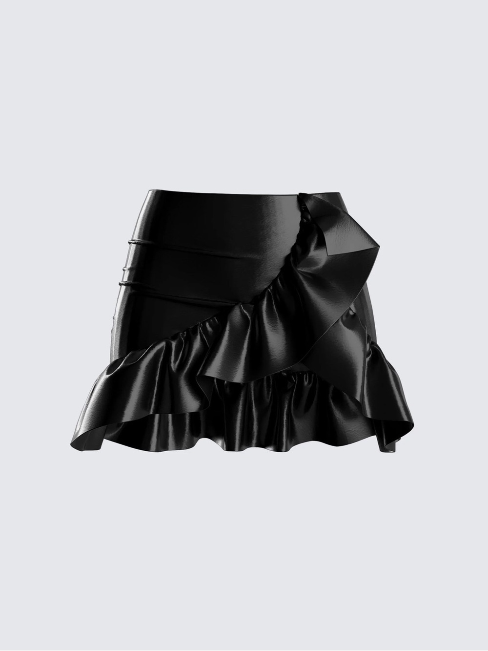 Finesse Lexi Black Vegan Leather chic Skirt 2X CR17-9
